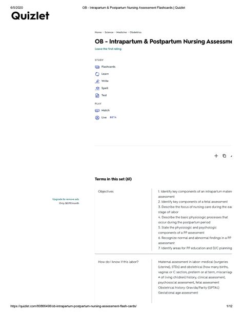 Ob Intrapartum Postpartum Nursing Assessment Flashcards Quizlet