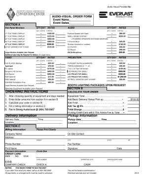 Fillable Online Iahcsmm Audio Visual Order Form Event Name Event Dates