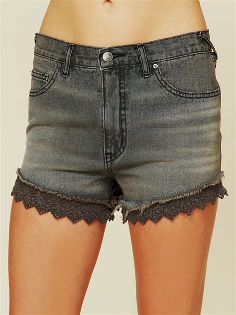 Lyst Free People Lacey Denim Cutoff Shorts In Black