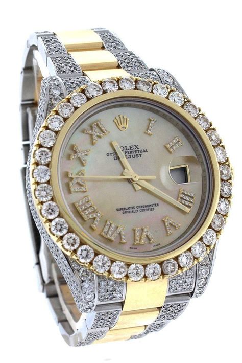 Rolex Custom Diamond Datejust 41 Yellow Gold Mens 116333 Watchguynyc