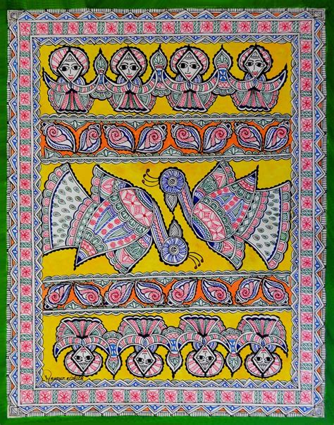 Mithila Painting Inspired From Godna Style Creative Mithila