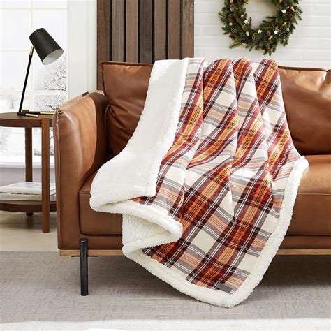 Eddie Bauer Throw Blanket Reversible Sherpa Fleece Bedding Home Decor For All