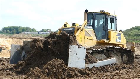 Komatsu D65PX Pushing Dirt Around In Huge Gravel Pit Pure Sound