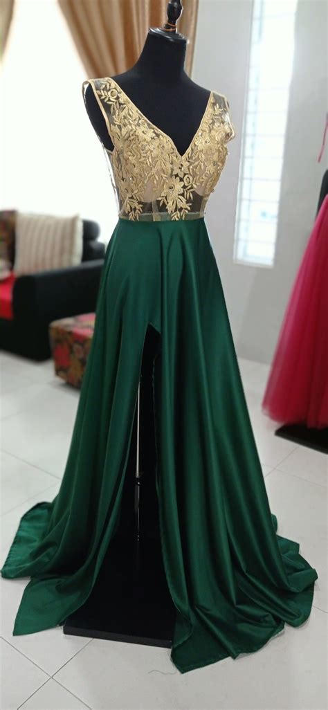 Custom Made Emerald Green Gold Lace Pageant Prom Dress In 2021 Dresses Prom Dresses Formal