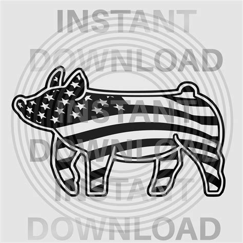 Show Pig USA Flag Svg File Livestock Svg Vector Art Personal Use Cricut