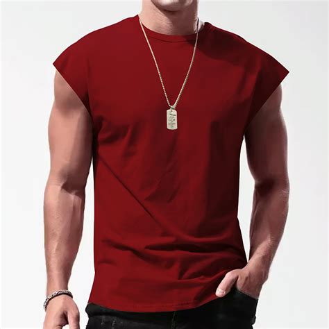 Wtxue Tank Tops Short Sleeve Crew Neck Cotton Breathable Sleeveless T Shirt Slim Summer