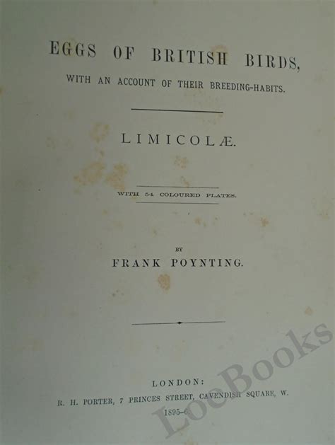 Eggs Of The British Birds With An Account Of Their Breeding Habits Limicolae By Poynting Frank