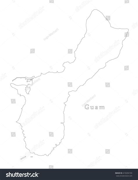 Guam Outline Silhouette Map Illustration Royalty Free Stock Vector