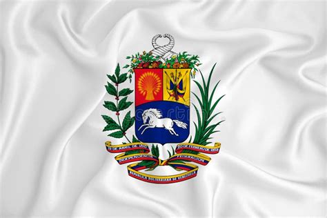 Una Bandera Blanca En Desarrollo Con El Escudo De Armas De Venezuela