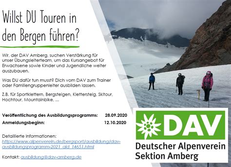 Willst DU Touren in den Bergen führen DAV Sektion AmbergDAV