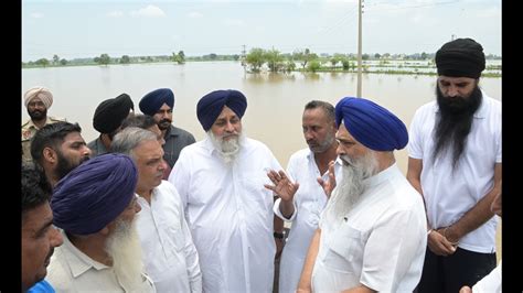 Sukhbir Badal Visits Flood Hit Areas Meets Farmers Hindustan Times