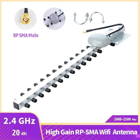 High Gain 2 4G 20dBi Antenna 2400 2500MHz Outdoor Yagi Antenna RP SMA