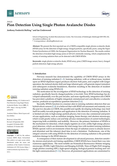 PDF Pion Detection Using Single Photon Avalanche Diodes