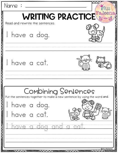 Simple Sentences To Trace Worksheets