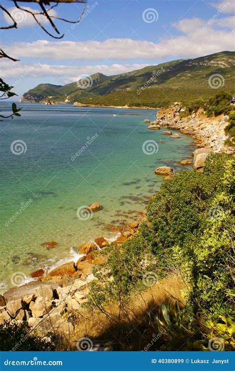 Portinho Da Arrabida Beach In The Parque Natural Da Arrabida Stock