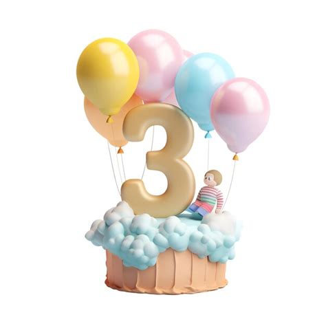 Premium Ai Image Number Birthday Cake With Clouds And