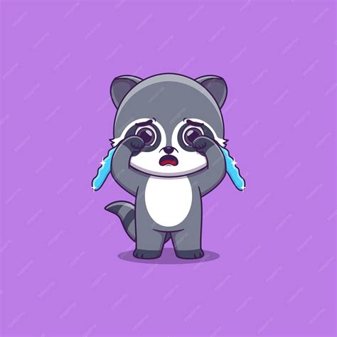 Premium Vector Cute Raccoon Crying With Tears