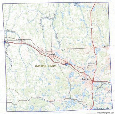 Topographic Map Of Livingston County Michigan Michigan