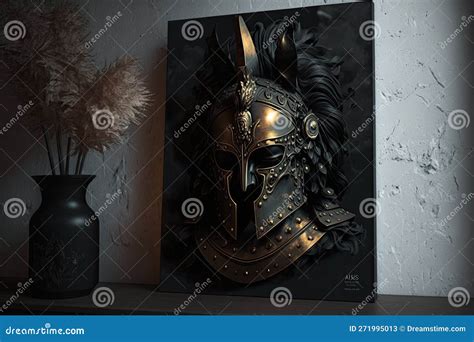 Ares Griechisches Mythologie God Black Gold Vase By Generative Ai Stock