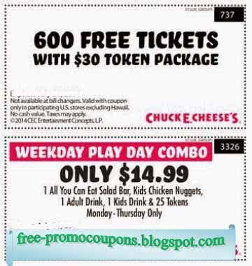 Printable Coupons 2023 Chuck E Cheese Coupons