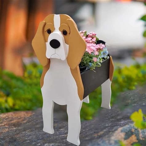 Zyun Cute Beagles Dog Planter Plant Potflower Pot For Garden