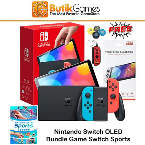 Promo Nintendo Switch Oled Console Neon Red Blue Bundle Game Switch