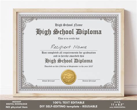 Homeschool Diploma Template Printable - Fillable Form 2023