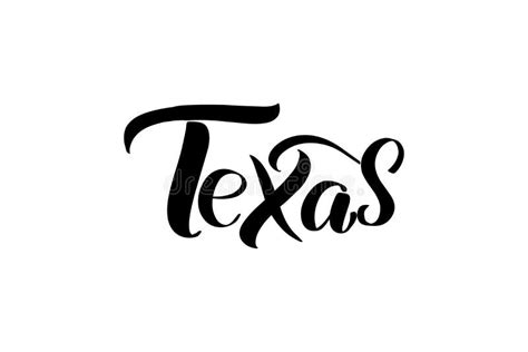 Us State Name Texas Hand Drawn Vector Lettering Isolated On White