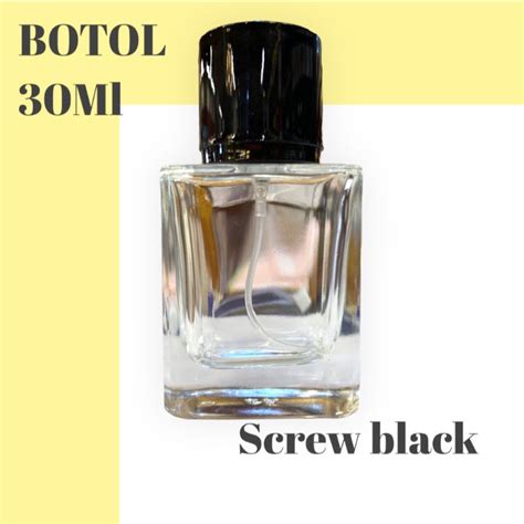 Jual BOTOL PARFUM 30ML KOTAK PETAK CREW TUTUP HITAM 30ML SPRAY