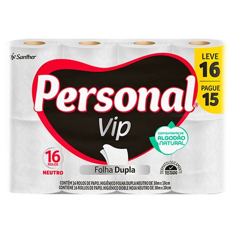 Papel Hig Personal Vip F Dupla Neutro 30m Lv 16 Pg 15 Rolos Coop Drogaria