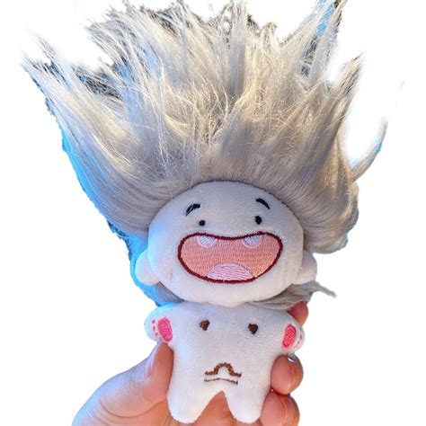 Shebeky 15cm Stuffed Naked Doll Colorful Mess Hair Deciduous Teeth 12