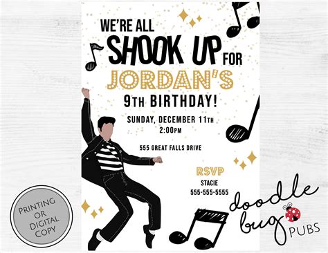 Elvis Birthday Party Invitation Digital Copy Or Prints Available Etsy