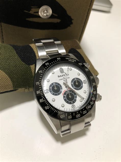 A Bathing Ape Bapex Daytona Silver White Size Free Bape Luxury