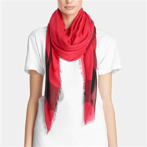 Lyst - Coach Lightweight Windowpane Challis Scarf in Red