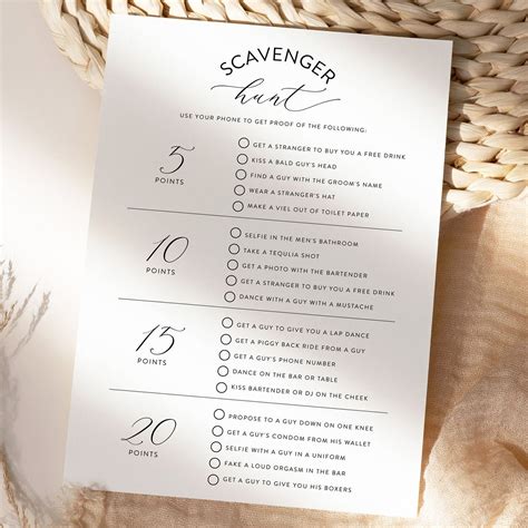 Bridal Shower Scavenger Hunt Game Bachelorette Scavenger Hunt - Etsy