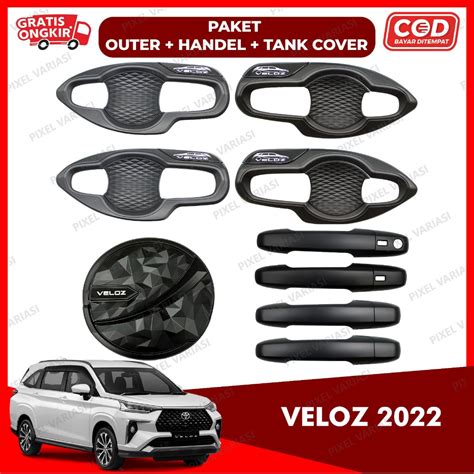 Jual Paket Outer Handle Tank Cover Veloz Hitam Carbon