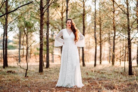 Long Flowy Fairy Wedding Dress Forest Nymph Bridal Gown Bell Etsy