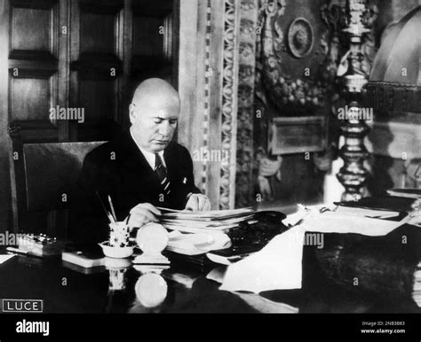 Italian Leader Benito Mussolini At Work In His Office At The Palazzo