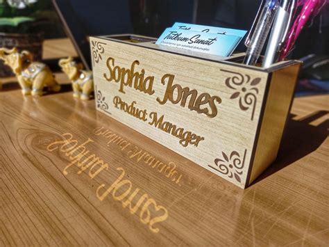 Personalized Desk Name Plate Custom Desk Organizer Wooden Etsy