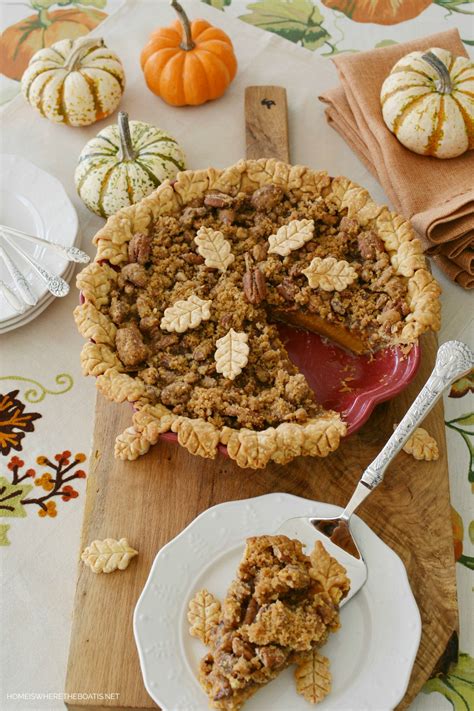 Pumpkin Pecan Streusel Pie With Pecan Piecrust Home Is Where The Boat Is