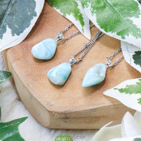 Larimar Hanger Aan Zilveren Oogje Zilver Sterling Ketting Crystal