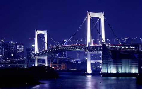 Brücke brücken japan nacht regenbogen tokyo Bildschirmhintergrund