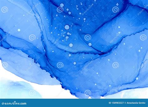 Blue Watercolor Texture Background Alcohol Vector Ink Art Stock