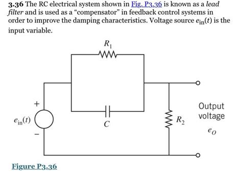 The Rc Electrical System Shown In Fig P Is Chegg