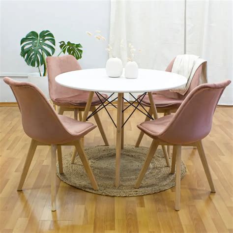 Juego Comedor N Rdico Eames Sillas Tulip Tapizadas