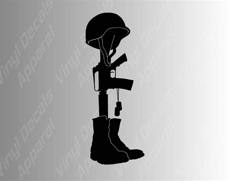 Battlefield Memorial Fallen Soldier Cross Vinyl Decal Sticker Etsy