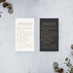 Editable Jewelry Care Card Template Customizable Jewelry Care