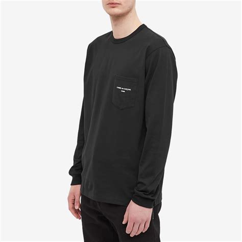 Comme Des Garçons Homme Long Sleeve Logo Pocket T Shirt Black End