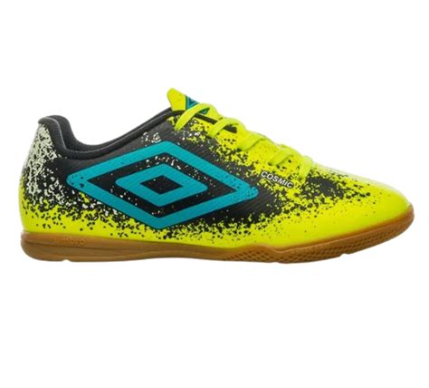 Chuteira Futsal Umbro Cosmic Infantil Limão Azul Preto LOJA DE