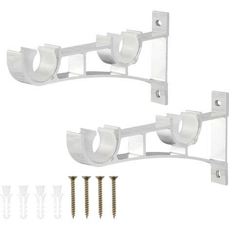 Pcs Soporte De Barra De Cortina Doble Soportes Ajustables De Pared